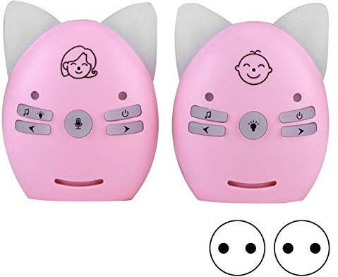 Monitor de Audio para bebés, Monitor inalámbrico de Seguridad para bebés de 2.4G con música y luz Nocturna, ayudante de sueño para bebés con walkie Talkie(EU-Rosado)