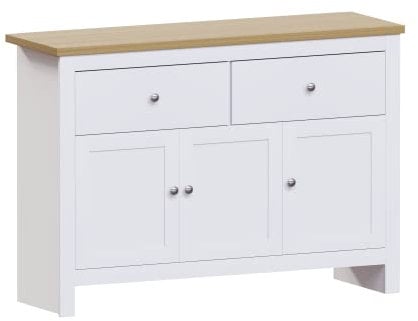 Vida Designs Arlington Sideboard, Buffet Table, Cupboard Cabinet (White & Oak, 2 Drawer 3 Door)