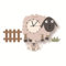 SWECOMZE Kinder-Wanduhr, Wanduhr aus Holz, Uhr ohne Tickgeräusche, Lautlos Uhrwerk, Kinderuhr, Wanddeko für das Kinderzimmer (Schafe)