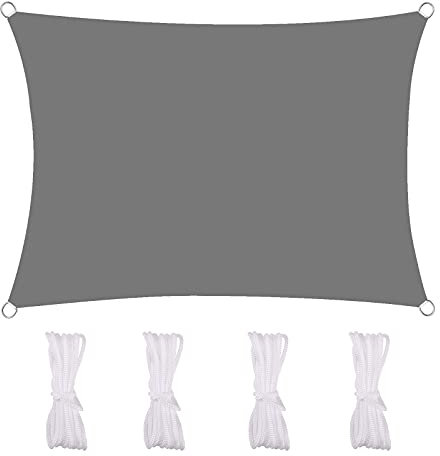MEEYI Sonnensegel Rechteckig 2X5m Sonnenschutzsegel Balkon 95% Beschattung UV Schutz Wetterschutz Wasserabweisend Windschutz & Tear Resistant Für Garten Terrasse Balkon, Grau