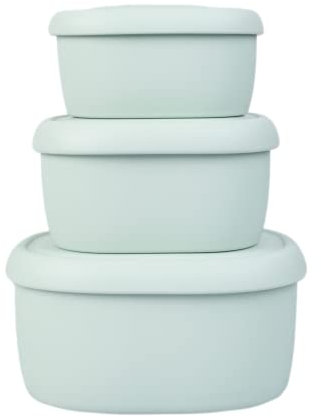 BLUE GINKGO Silikon-Lebensmittelbehälter-Set - Wiederverwendbare luftdichte Lebensmittelbehälter mit Deckel - Mittagessen- und Bento-Boxen für Erwachsene und Kinder - Gefrierschrank, Camping, Grün