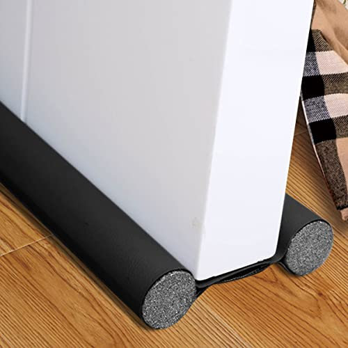 Double Sided Under Door Seal Insulation Foam Draft Excluder - Anti Collision Soundproof, Stop Cold Air and Insects, 96cm, Black