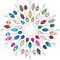 SUNNYCLUE 1 Box 48 Stück 12 Farben Legierung Glas Anhänger Kristall Geburtsstein Charms Facettierte Tropfen Würfel Perlen Pferdeauge Träne Mit Karabinerhaken Eisen Biegeringe Zum Basteln