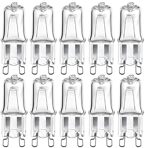 10 Pack G9 Halogen Bulbs for Wax Burner Bulbs 33W 220-240V Dimmable Small Light Bulbs 2 Pin Wax Melt Lamps 3500K Warm White Light Clear Capsule, No Strobe, No Flicker