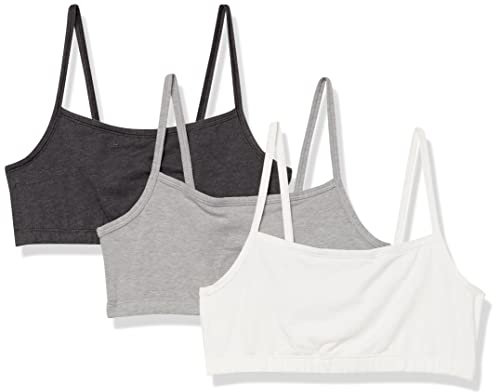 Hanes Women's Bralette, Breathable Pullover Bra, Crop Top, Solid Or Assorted, 3-Pack, Opaque, Sky Grey Heather/Concrete Heather/White, XL (Pack of 3)