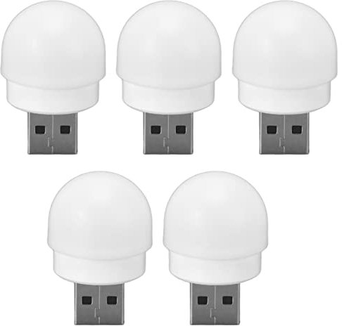5 Stück USB-Nachtlicht,Mini-LED-Birne, Plug-In-LED-Optische Täuschung, Energiesparlampen, Augenschutzlampen mit Smart-Touch-Schalter, Lampe für Kinder für Schlafzimmer, Badezimmer, Kinderzimmer(W