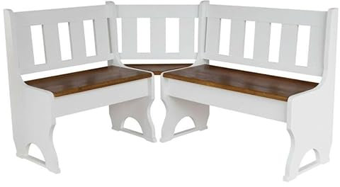 k koma Stilvolle Eckbank aus massivem Kiefernholz – Weißer Korpus & warme Erle-Sitzfläche – Perfekt für Küche & Esszimmer (120 x 180 cm)