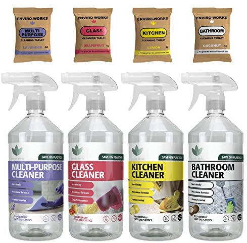 Enviro-Works Household Cleaning Kit - Eco Friendly Non Toxic Non Smear Formula - Save On Plastic Waste