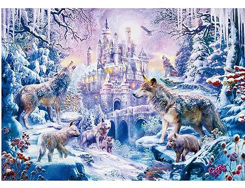 WESEN Puzzle 1000 Teile, Tierwert, Blumen, Vögel, Hunde, Katzen Frohe Weihnachten Elch/Hund/Wolf Schloss/Tier 1000 Teile Puzzles Spielzeug für Erwachsene Kinder