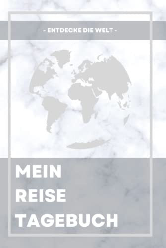 MEIN REISETAGEBUCH - Entdecke die Welt: Reisetagebuch zum Ausfüllen | Reisejournal zum Selberschreiben | Mit Platz zum Einkleben deiner Polaroidfotos ... | Hardcover ca. Din A5 | Cover 1 Marmor weiß