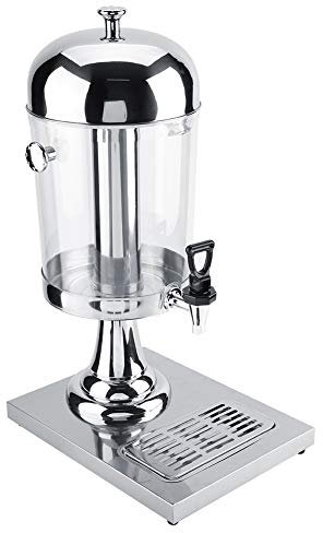 Distributeurs de boissons, machine à jus de fruits 8L en acier inoxydable avec bacs de récupération, colonne centrale et baril de jus séparés, distributeur de boissons simple (argent à tête unique)