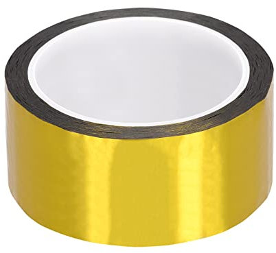 Rebower Metallisiertes Polyester Folien Band Dekoratives Klebeband Spiegel Klebe Band [für Zierleisten DIY Grafik Kunst Zubehör] - 1.57 x 55 Yards/Goldton / 1 Stk