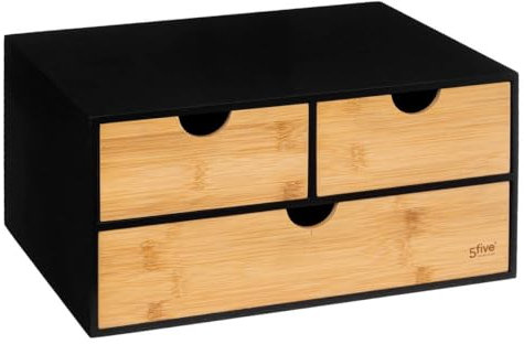 5 five simply smart Rangement rectangulaire 3 tiroirs Bambou Noir Bava