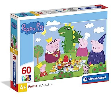 Clementoni - 26204 - Supercolor Puzzle - Peppa Pig - 60 Pieces, Jigsaw Puzzle For Kids Age 4, Puzzle Cartoon, Made In Italy, Assorted Colours (Red, Blue, Green, Yellow)