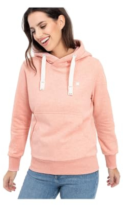 DEPROC Active Damen Kapuzenpullover HILDACMYK | Hoodie Sweatshirt mit Kängurutasche | Premium Baumwoll-Mix | Peach