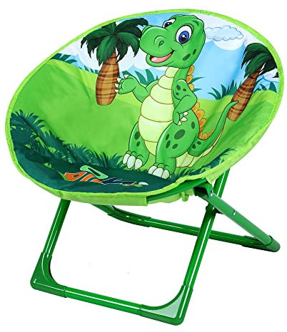 Outplea Green Dinosaurs Kids Suacer, Toddler Cartoon Moon Chair, Foldable Camping Chair for Outdoor Travel Patio