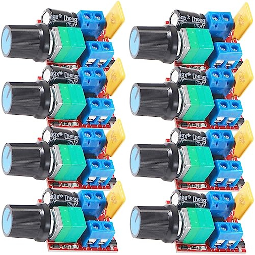 Youmile 8 Stück 5A Motor Drehzahlregler Modul Mini DC Motor PWM Speed Controller 90W DC 3 V 6 V 12 V 24 V 35 V Geschwindigkeitskontrollschalter mit rücksetzbarer Sicherung LED-Anzeigeschalter