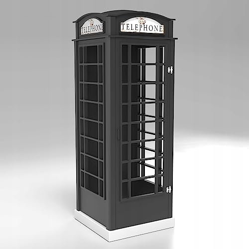 PLASTIKO | EIN Dekorative Vitrine | Schrank | Kabinett in Form Einer englischen Telefonzelle | Ursprüngliches Formular | Für Kinder | Zum Unternehmen | 4 Einlegeböden | Funktional | Solide | Schwarz