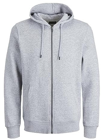Jack & Jones Herren Jjebradley Zip Hood Noos Pls Sweatshirt-Jacke, Hellgrau, 5XL Große Größen EU