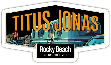 Spreadshirt Die drei Fragezeichen Titus Jonas Wohnwagen Sticker, max. 10x10 cm, 10 x 10 cm, Mattweiß
