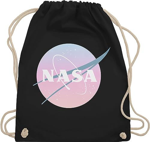 Turnbeutel Rucksack - Weltall - Nasa Logo I Geschenk Weltraum Fan - Unisize - Schwarz - astronautenbeutel astronaut tasche planeten rakete astronauten raumfahrt universum space name