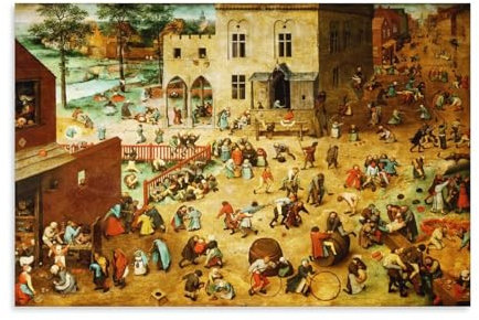 Pieter Bruegel The Elder Berühmte Malerwerke (Kinderspiele) Druck Poster Wandkunst Scroll Leinwand Gemälde Bild Wohnzimmer Dekor Zuhause 30 x 45 cm