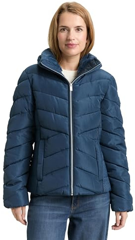 TOM TAILOR Damen 1042909 Puffer Winterjacke mit Kunstfell am Kragen