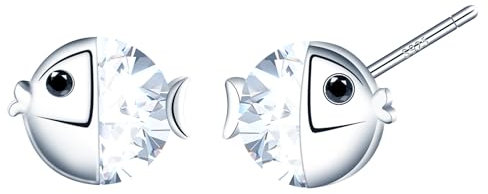 MOOFUN Zircon Meerestiere Ohrstecker Silber Damen Ohrringe Stecker 925 Silber Ohrring Fische Küssen Ohrschmuck für Mama Beste Freundin Teenager Mädchen Schwester Frauen Geschenk Geburtstagsgeschenk