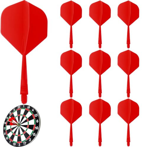 YNNHUDEEP Dart Flights mit Schaft - 10 Stück 80 mm Kunststoff Standard Dart Zubehör für Darts Dartpfeil Spiel - Rot