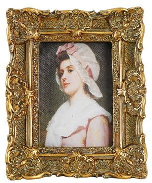 LuHeToz 2.5x3.5 inches Ornate Hand-Crafted Resin Picture Frame with Easel, for Tabletop & Wall Display,Vintage Photo Frame -Antique Gold