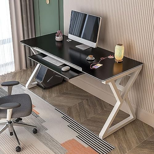 yudPinn Computer-Schreibtisch, Kleiner Schreibtisch für den Haushalt, für Studenten, Gaming-Schreibtisch mit Tastaturhalter/Soundhalter für zu Hause (schwarz, 80 x 50 x 75 cm)