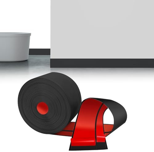 LIHIQIYA Weichsockelleiste Selbstklebend Schwarz, 3M Sockelleiste Selbstklebende, 50x20mm Knickleiste Abschlussleiste PVC, Flexibel Knickleiste, Bodenleiste Abschlussleiste für Bad Küche Badezimmer