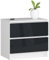 Kommode in graphit Hochglanz mit 2 geräumigen Schubladen, 60 cm breit, 55 cm hoch Kommode Schlafzimmer Flur Wohnzimmer Organizer Kommode mit Schubladen Holz Highboard Sideboard Schrank