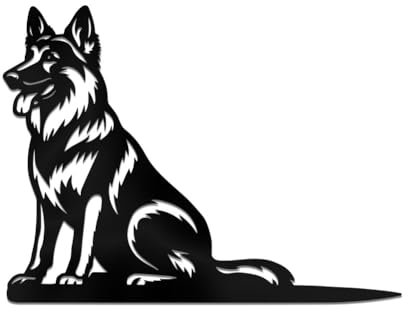 WADORN Deutscher Schäferhund Metall Yard Art Dekor, Hund Tier Silhouette Pfahl Outdoor Dekor Geschenk Für Baum Hof Garten Terrasse Housewarming Home Art Decor