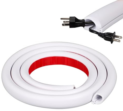 Inscrip Mini Kabelkanal Selbstklebend, Flexibler Kabelkanal Halbrund,Kabelbrücke Boden für Kabelschutz, für Haus Büro, Universaler Boden Outdoor Innenbereich Kabelkanäle, 7mm Höhe (Weiß, 1m)