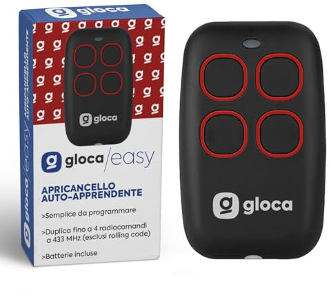 gloca Telecomando Apricancello Easy Garage Auto-Apprendente 4 Canali Frequenza 433.92 Mhz NO ROLLING CODE (no codice variabile)