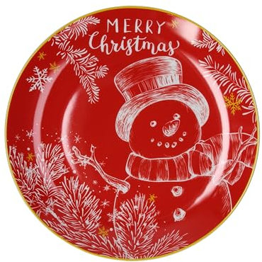 Tognana Snowman, Piatto panettone 31 cm, porcellana, rosso