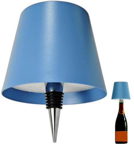 Wireless Bottle Lamp,3 Color Rechargeable Wine Bottle Lights Kit for Liquor Bottles Battery Operated Rechargeable Table Lamp Shade for Restaurant, Home, Bar, Home, Office, Christmas (Blue)