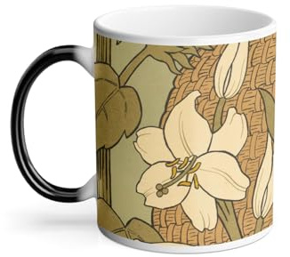 Thermo-Reactive Mug Magic Mug - Art Nouveau Sunflower Elegant Art Nouveau Decorative Design 1900-325 ml