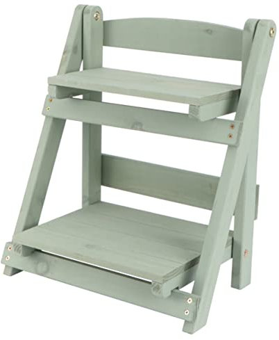 Cabilock Étagère Bois Vintage à Deux Niveaux Support De Plantes Multifonctionnel pour Intérieur Et Extérieur Meuble De Rangement Créatif pour Fleurs Et Vert Rétro