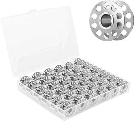 PARFCO Spulen Nähmaschine, 36 Stück Metall Unterfadenspulen, Leere Spule, mit Transparenter Spulenbox, 7 mm Innendurchmesser, Nähmaschinenspulen, Nähmaschinen Zubehör, für Nähen, DIY-Projekte