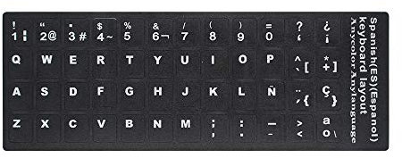 Pegatina de Repuesto para Teclado en español con Letras Grandes, no Transparente, Universal, para Ordenador portátil y portátil