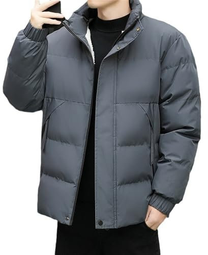 PANVER Langarm Jacke Herren Verdicken Komfortabel Warm Kältejacke Herren Urlaub Reise Skifahren Baumwolle Jacke Herren Leichte Mode Casual Outdoorjacke Herren D-Dark Grey 3XL