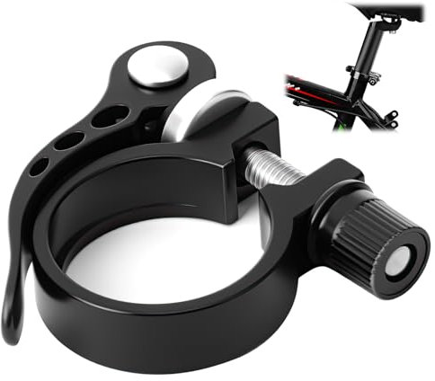 Bike Seat Post Clamp Bicycle Seat Quick Release Tube Clamp Aluminum Alloy Seatpost Collar Release Saddle Clip for MTB Road Folding Casual Track Mountain Bike (Black-34.9mm, 34.9mm)
