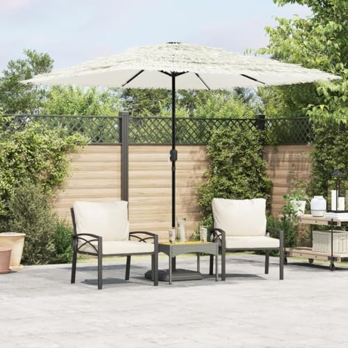 HaoChrymec Sonnenschirm mit Stahlmast Weiß 248x248x248 cm, UV-beständig, Mit 8-lagigem Strohdach, Sonnenschutz für Balkon, Terrasse, Camping, Strandschirm