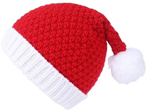GWAWG Weihnachtsmütze für Männer und Frauen, gestrickte Nikolausmütze für Party, Neujahr, festliche Feier, Heimdekoration