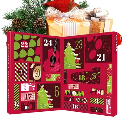 Plektren Adventskalender für Gitarre Plektren - 24 Tage Abs Musik 24 Tage Countdown Zubehör Geschenkset Zelluloid Holz Oud | Teenager Erwachsene Gitarristen Spieler Bass Ukulele J