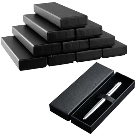 Stifte Verpackung Box, 10 Stück 17.5x5x2cm, Leere Stift-Geschenkbox, Kugelschreiber Verpackung, Schwarze Kugelschreiber Boxen mit Deckel, Kissen für Bleistifte