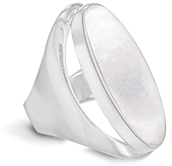 Tuscany Silver Ring Sterling Silber Oval Weiß Perlmutt