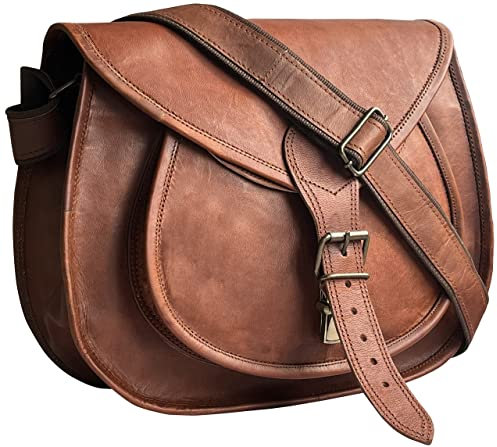 RUSTIC TOWN Leder-Umhängetasche, Vintage, Handtaschen für Damen, Braun (33 cm), 13-inch, Umhängetasche aus Leder für Damen